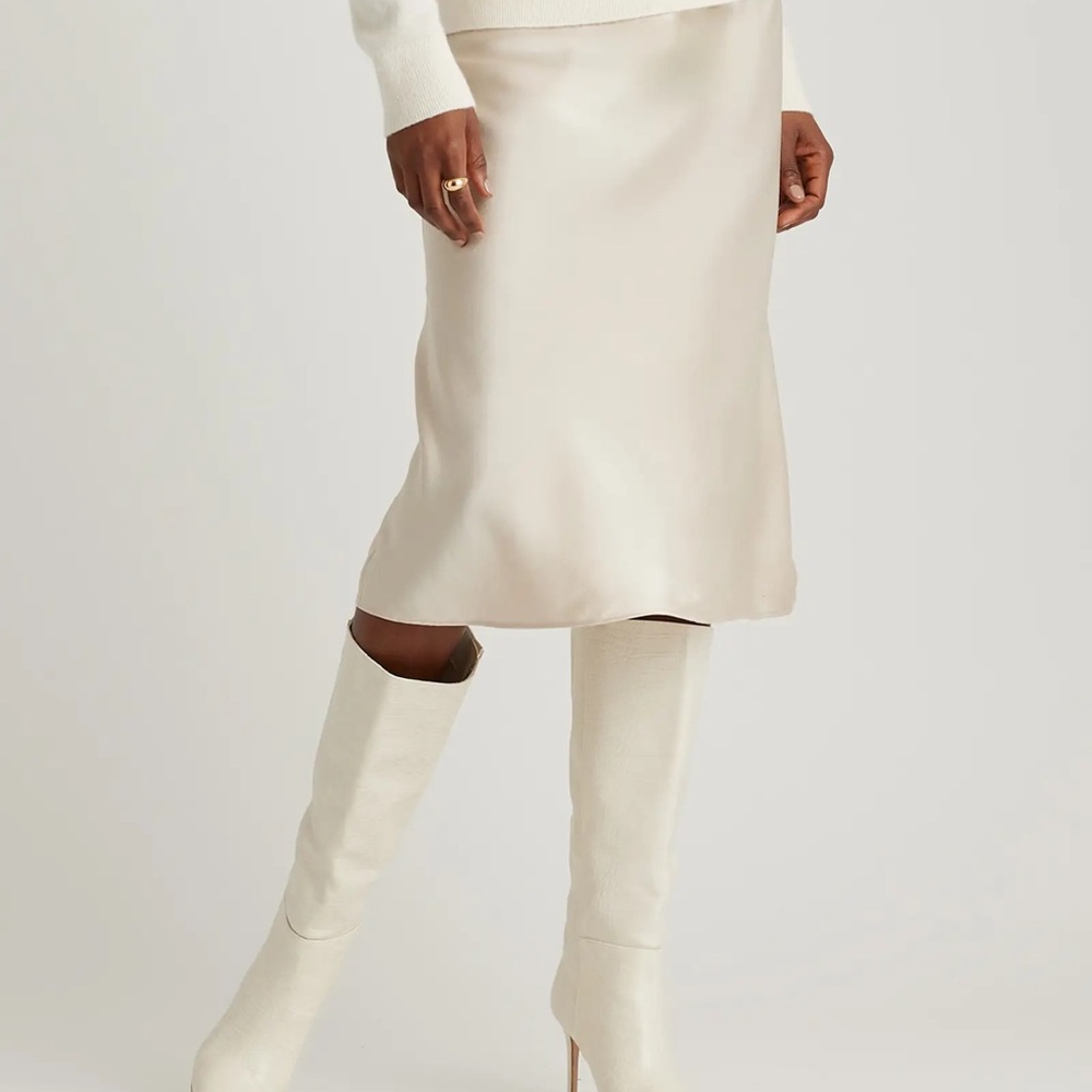 Quince Champagne 100% washable silk Midi Skirt